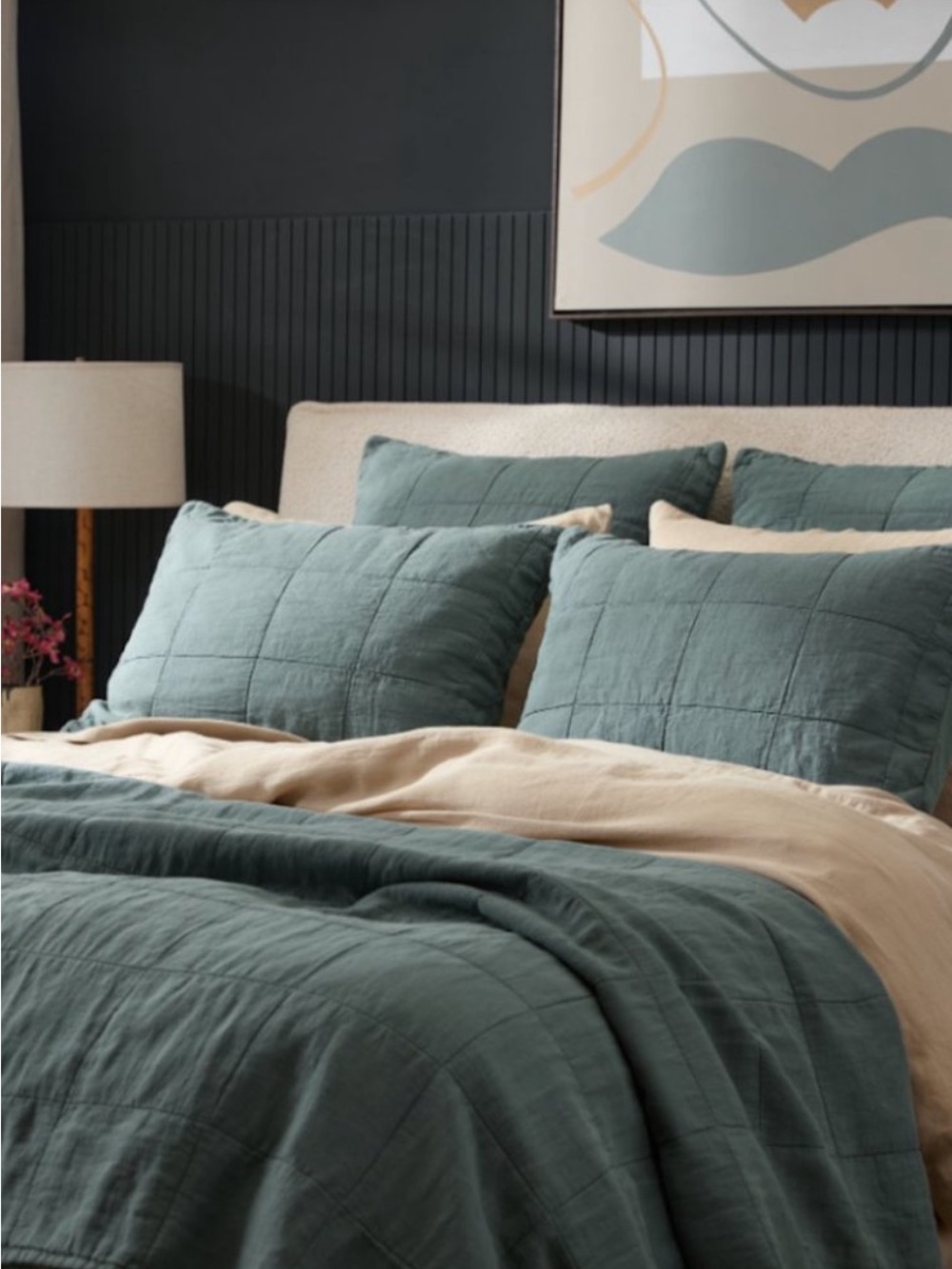 NEW in package, Parachute Linen Box Quilted Standard Sham Set – Agave Green